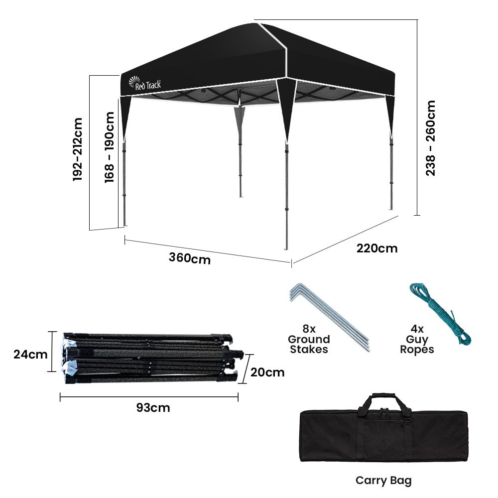 Tent pegs and guy ropes supplied for anchoring the folding gazebo