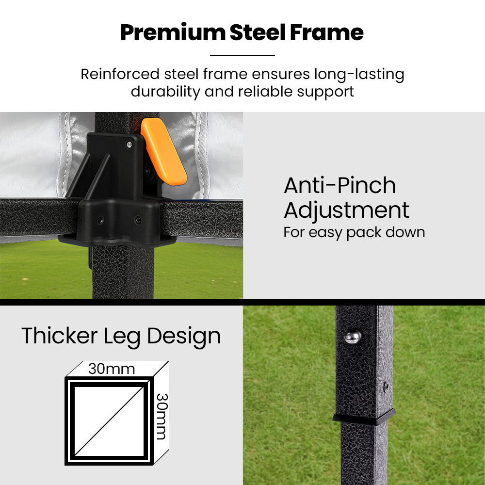 Four level leg height adjustment on the pop up gazebo