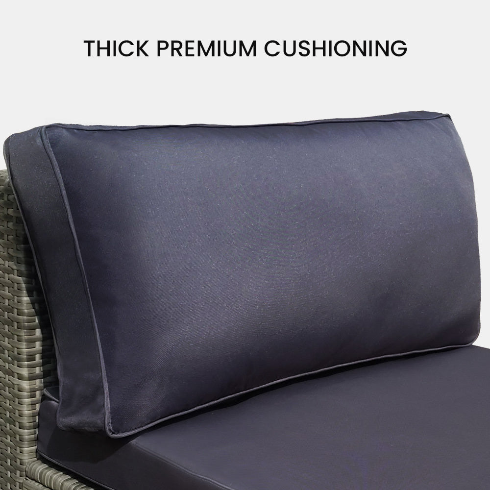 Eimeo 3 Piece 3 Seater Outdoor Corner Lounge Set, Grey Wicker