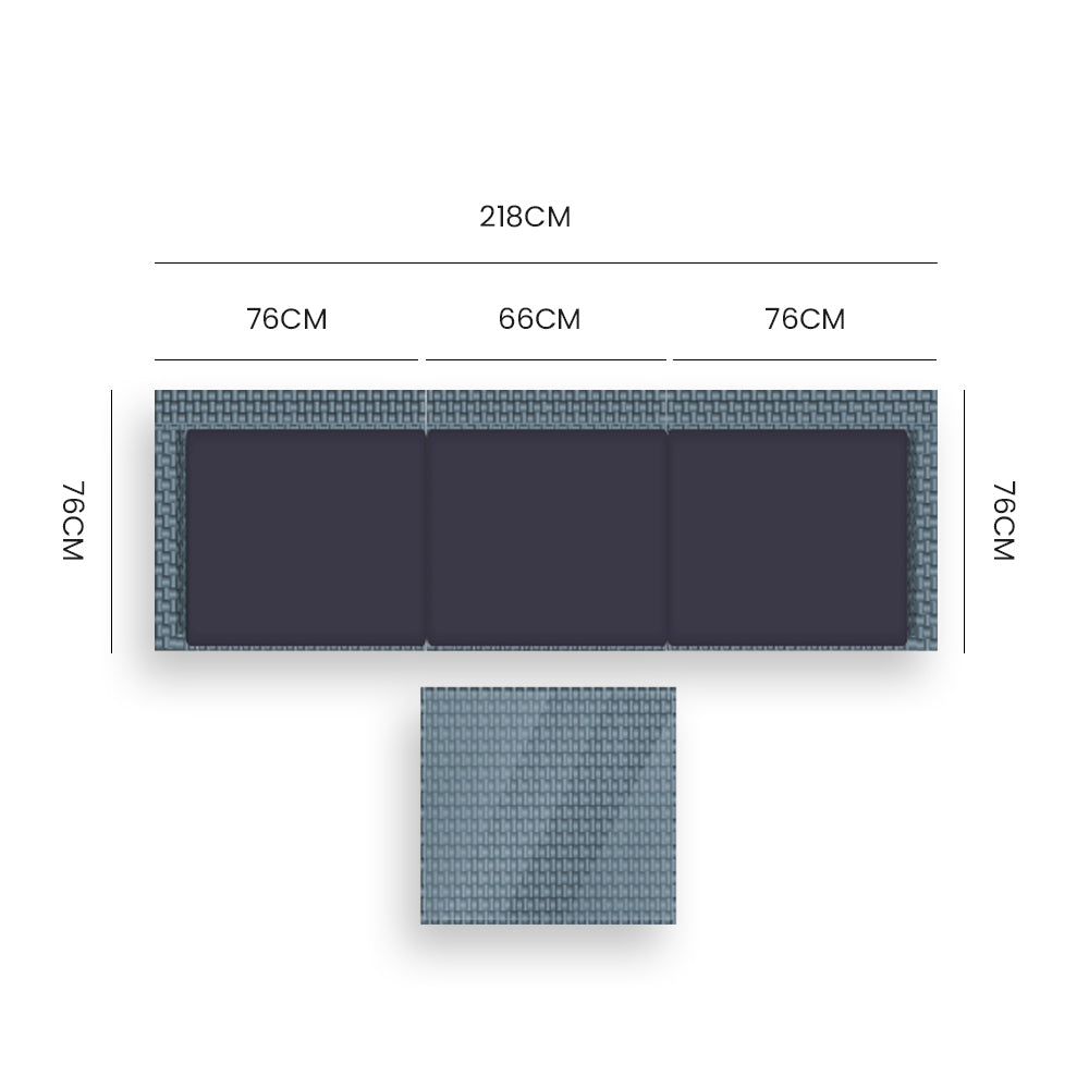 Eimeo 4 Piece 3 Seater Outdoor Corner Lounge Set, Grey Wicker
