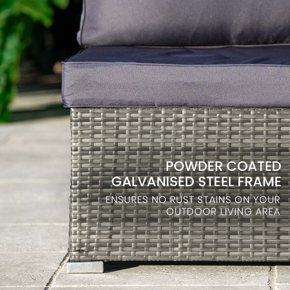Eimeo 4 Piece 3 Seater Outdoor Corner Lounge Set, Grey Wicker