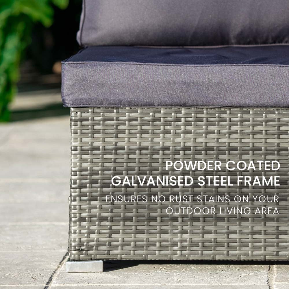 Eimeo 6 Piece 5 Seater Outdoor Corner Lounge Set, Grey Wicker