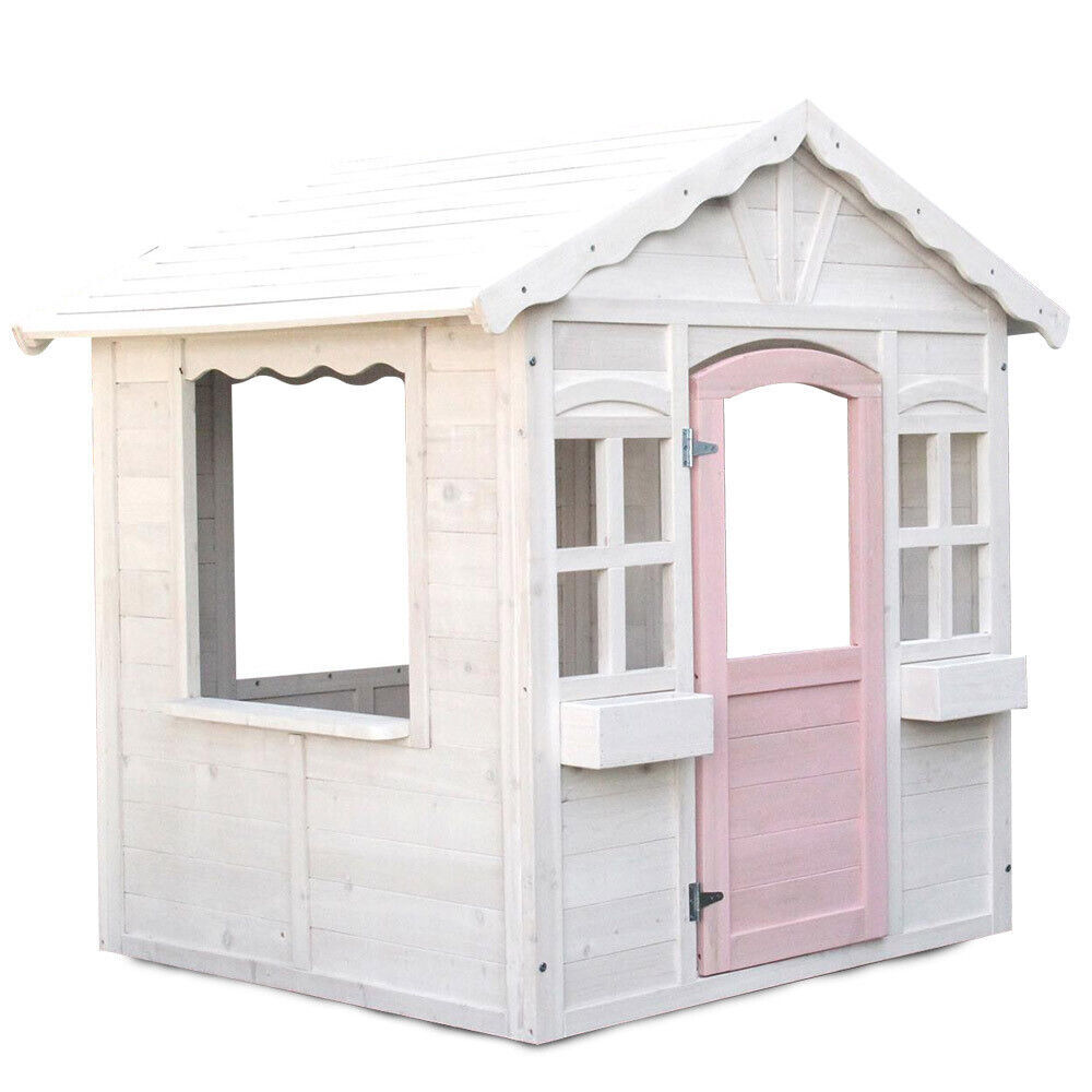White wooden cubby house playhouse
