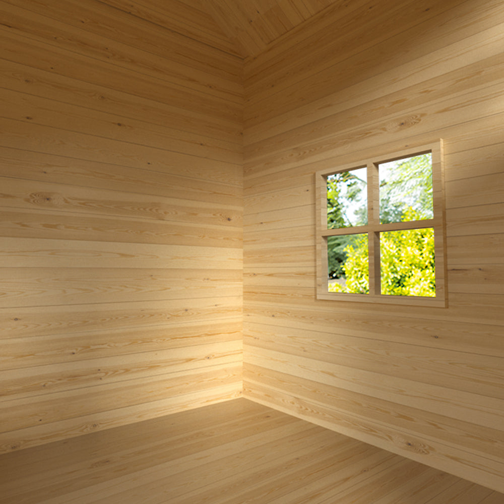 Wooden Tower Cubby House with Slide, Sandpit and Climbing Wall, Natural