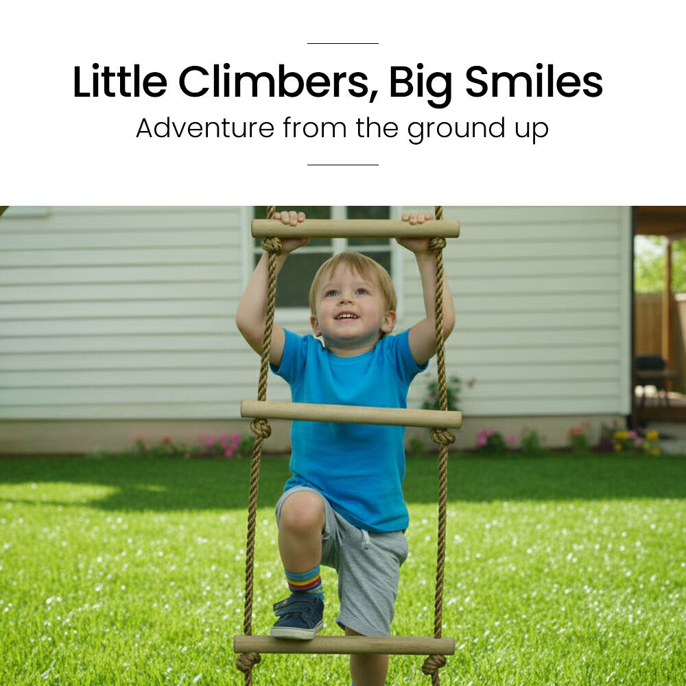 Kids Outdoor Monkey Bar Playset with Climbing Wall, Disc Swing and Rope Ladder