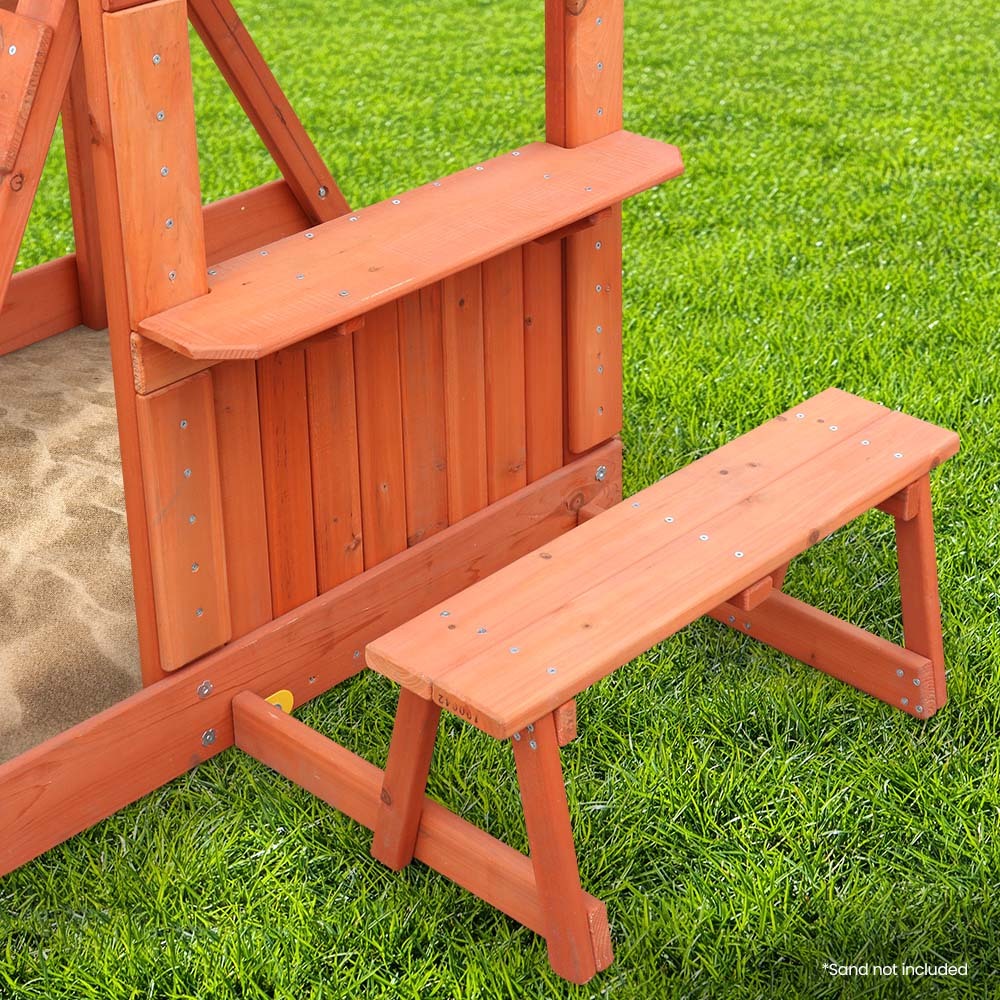 Kids Outdoor Slide and Swing Set with Climbing Wall and Sandpit