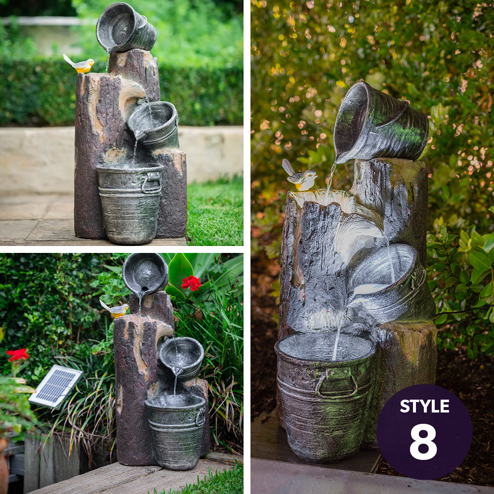 Contemporary Solar Water Fountain with LED Lighting