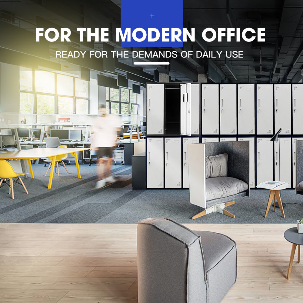 6-Door Metal Storage Locker in Black and Light Grey - image 4