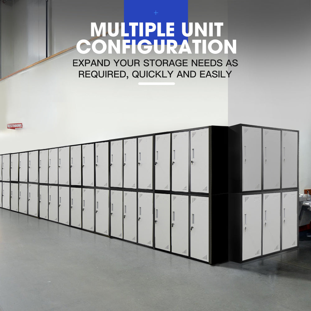 6-Door Metal Storage Locker in Black and Light Grey - image 6