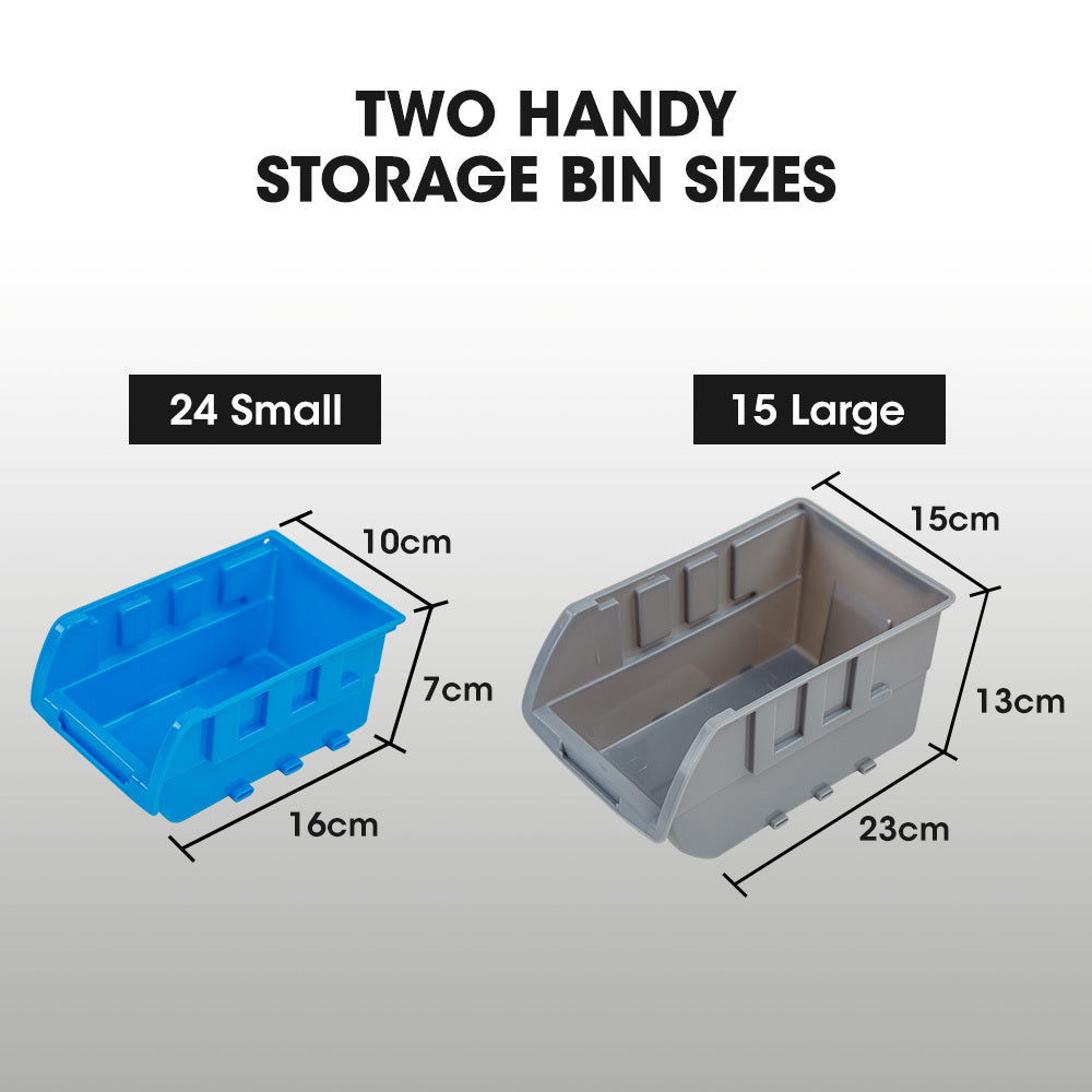 6 Tier 39 Bin Parts Storage Rack Steel Floor Mount Blue
