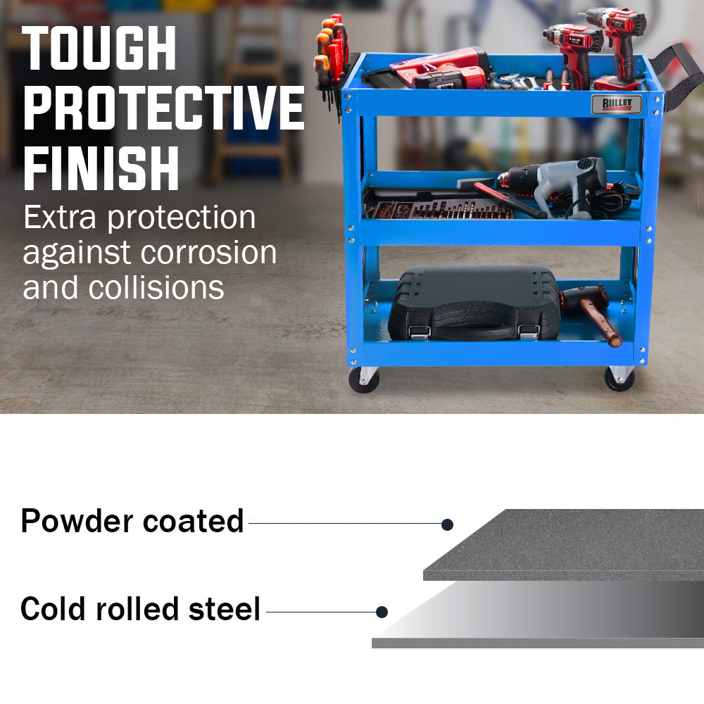 3 Tier Steel Tool Trolley Cart Blue screwdriver rack