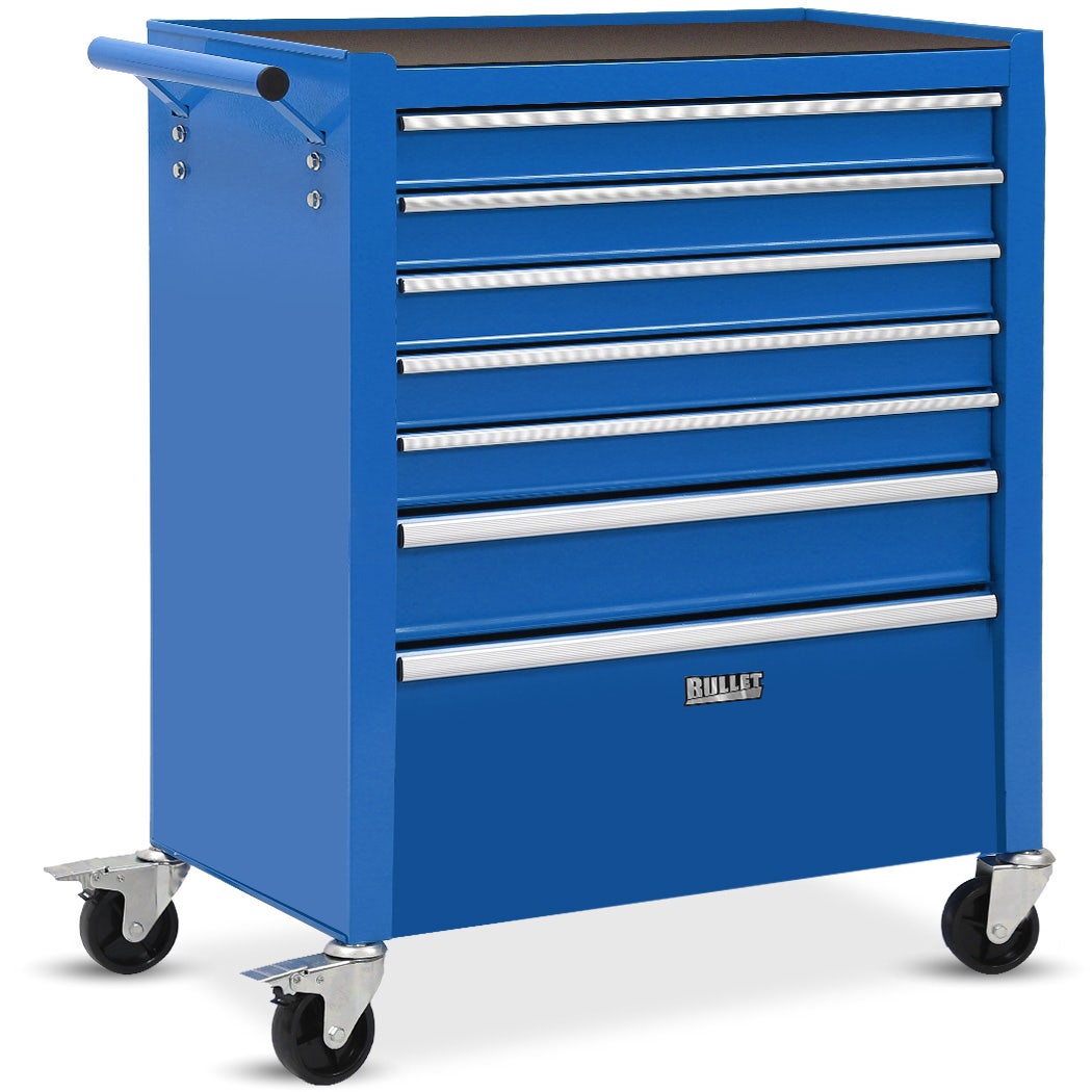 Tool Chest Cabinet Trolley, 7 Drawers Blue