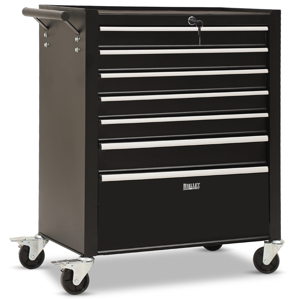 7 drawer tool box cabinet trolley in black