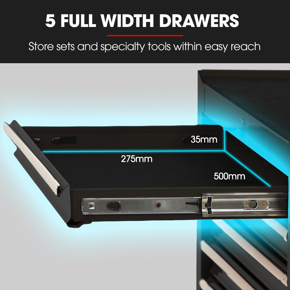 7 drawer tool box cabinet trolley in black