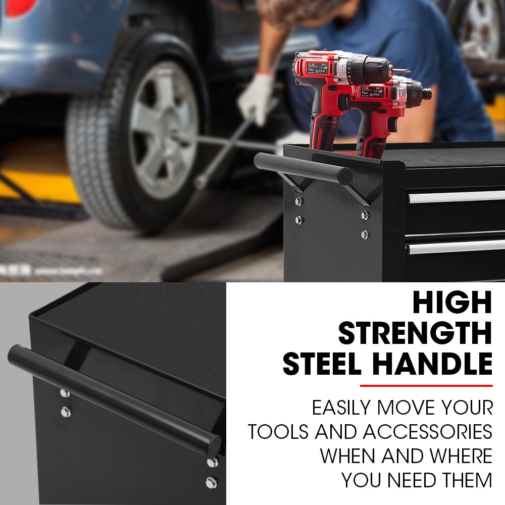7 drawer tool box cabinet trolley in black