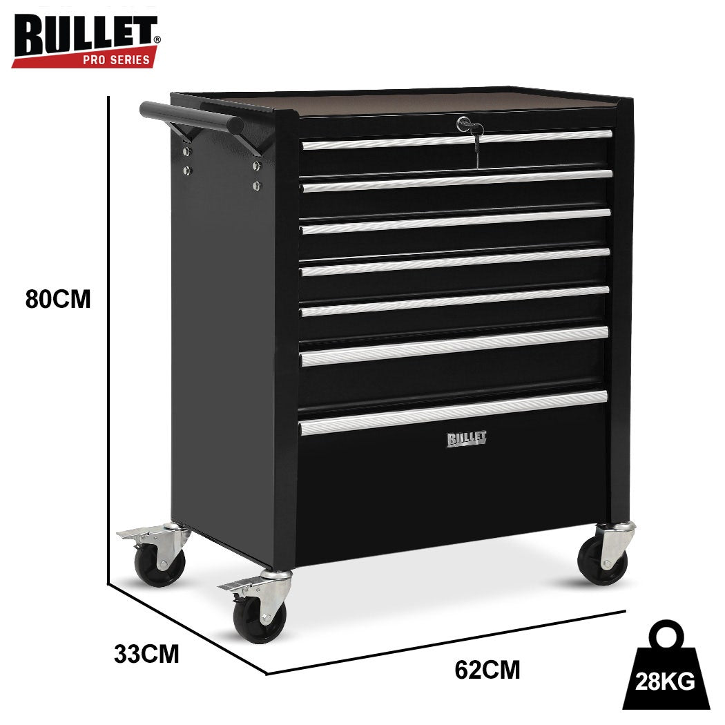 7 drawer tool box cabinet trolley in black
