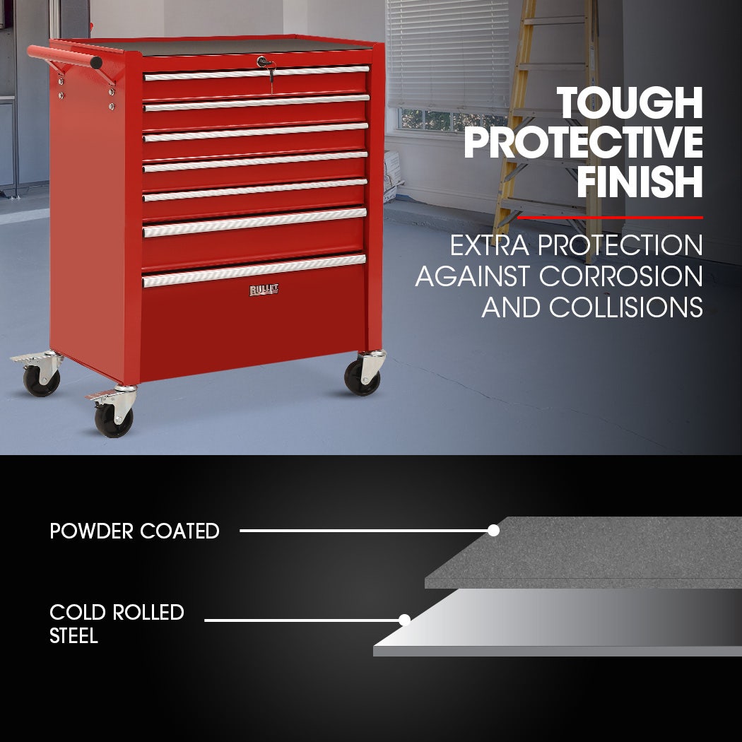 7 Drawer Tool Box Cabinet Trolley Red