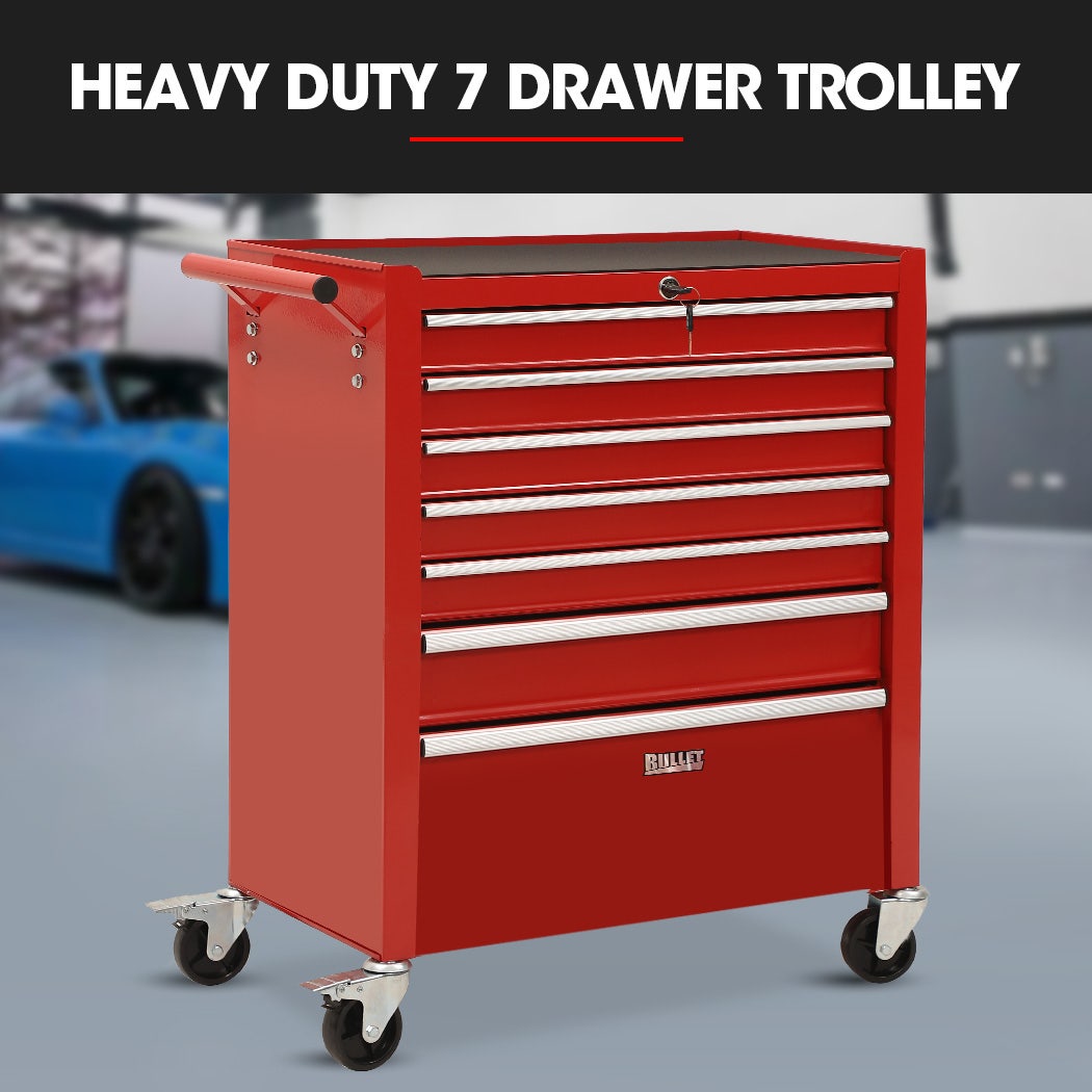 7 Drawer Tool Box Cabinet Trolley Red