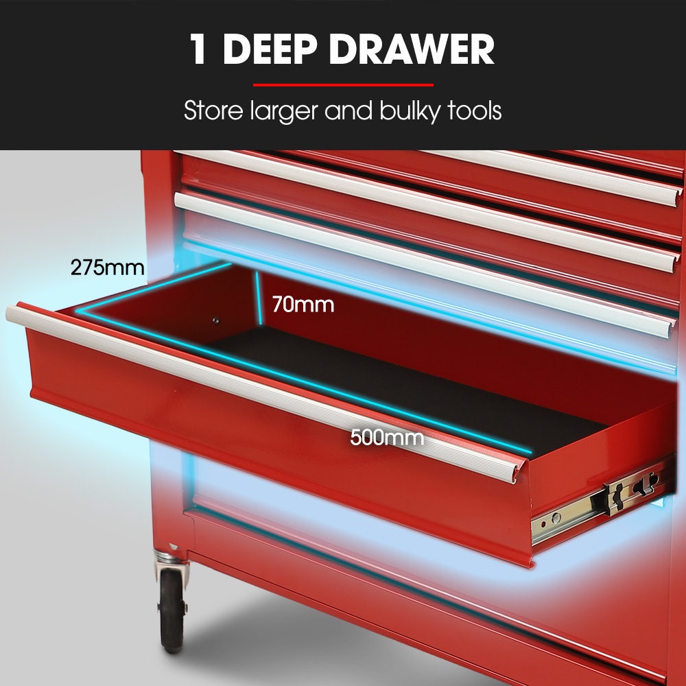 7 Drawer Tool Box Cabinet Trolley Red