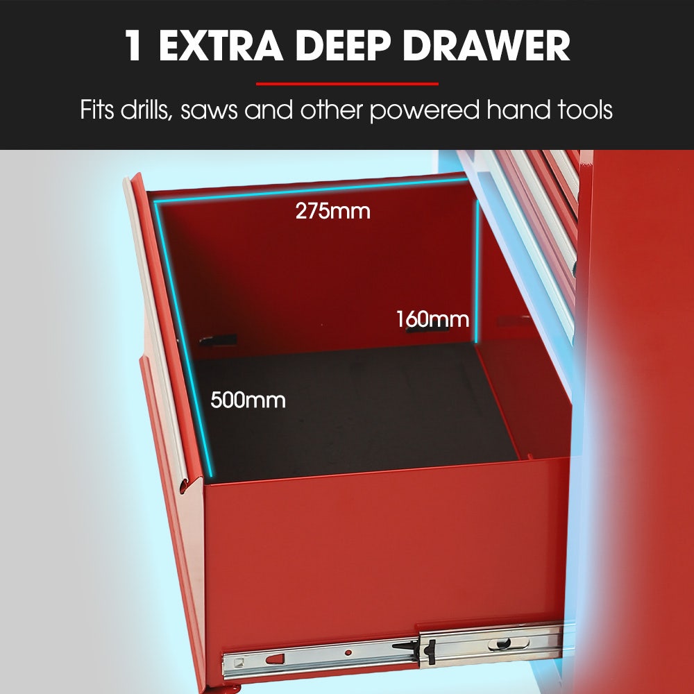 7 Drawer Tool Box Cabinet Trolley Red