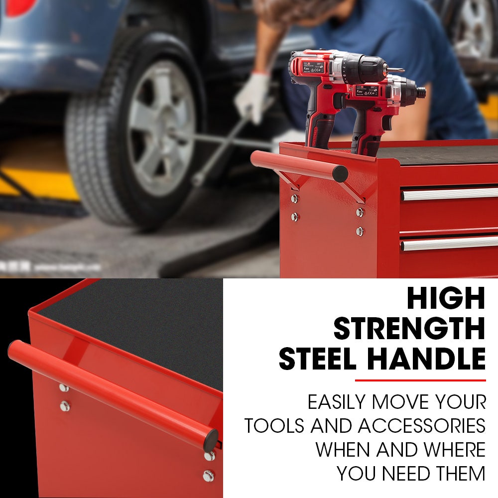 7 Drawer Tool Box Cabinet Trolley Red