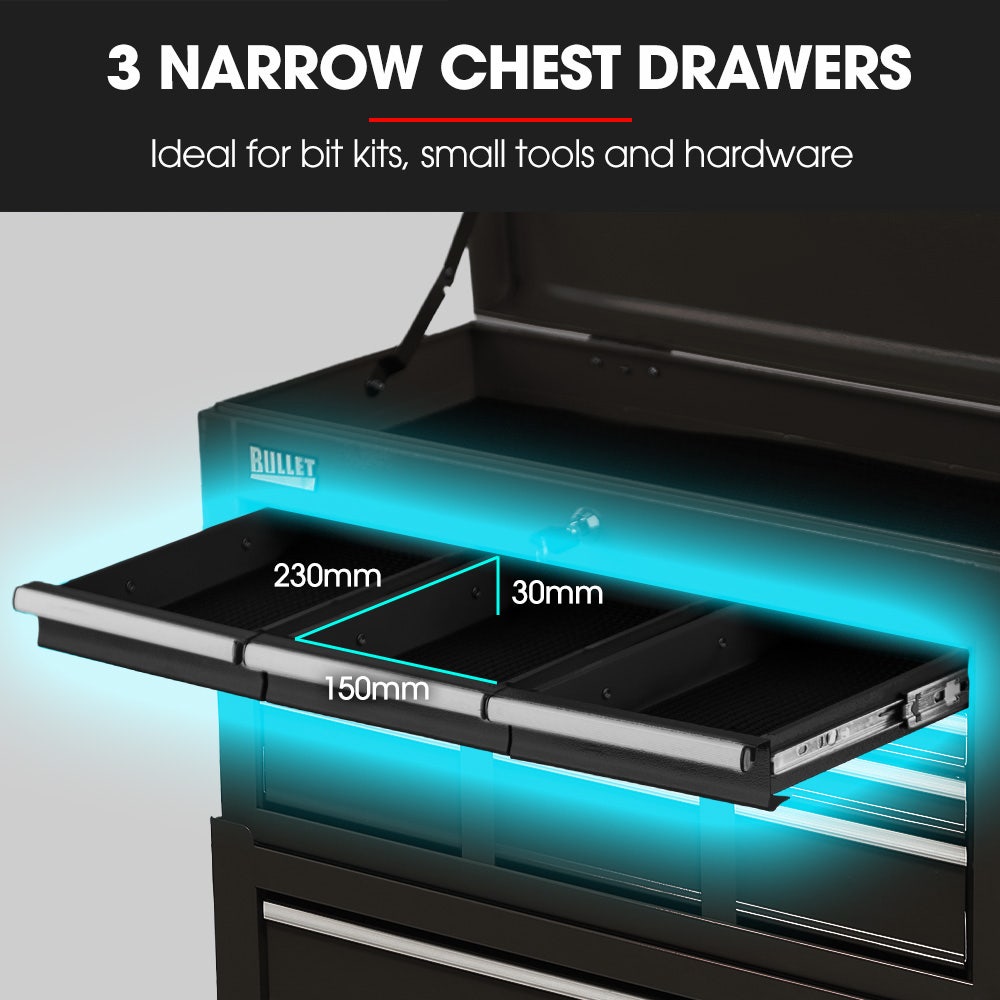 Tool Chest and Cabinet Set, 8 Drawers with 2 Door Storage Black