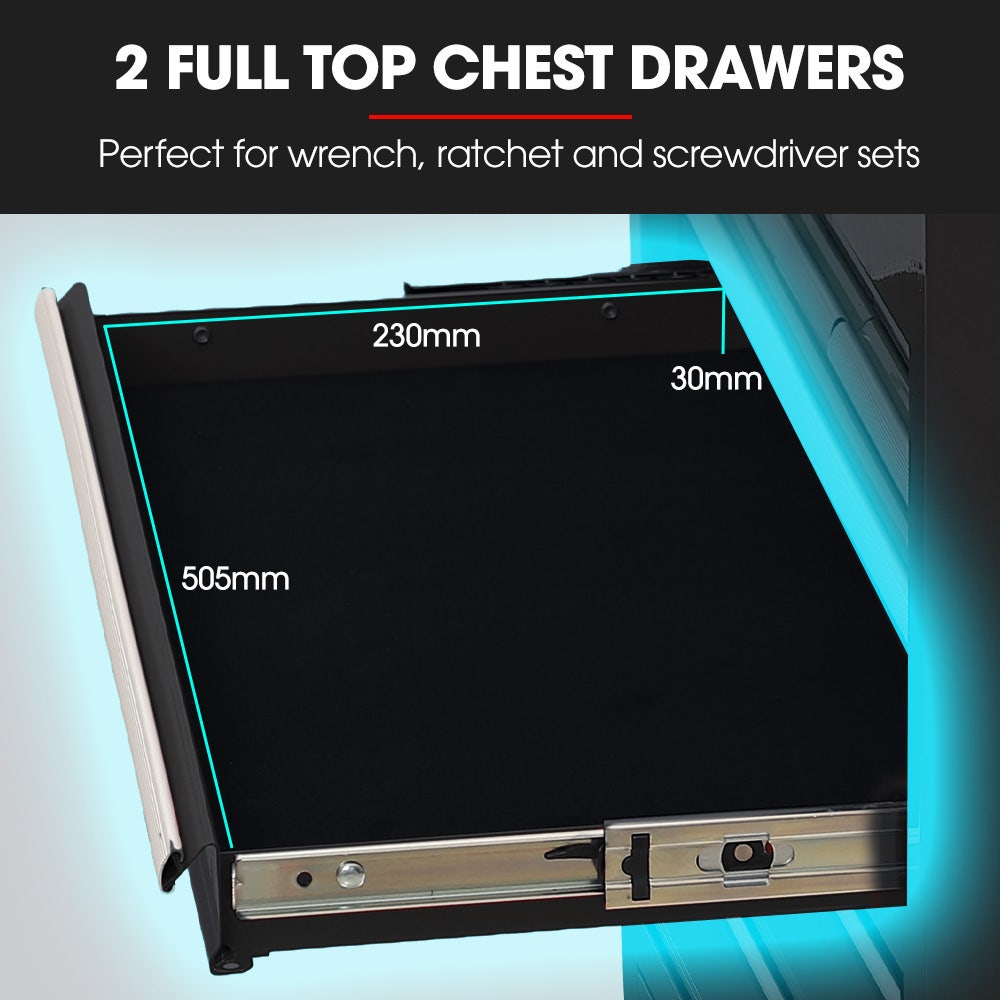 Tool Chest and Cabinet Set, 8 Drawers with 2 Door Storage Black