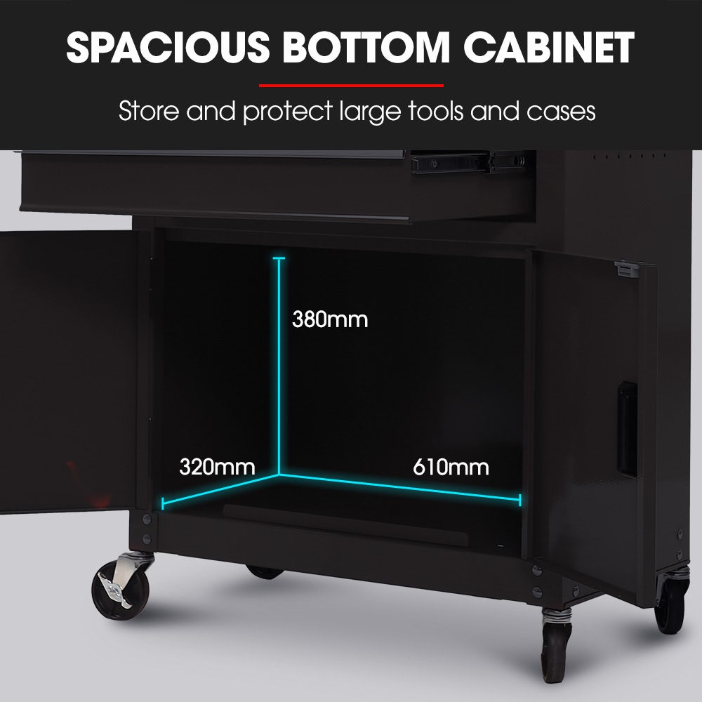 Tool Chest and Cabinet Set, 8 Drawers with 2 Door Storage Black