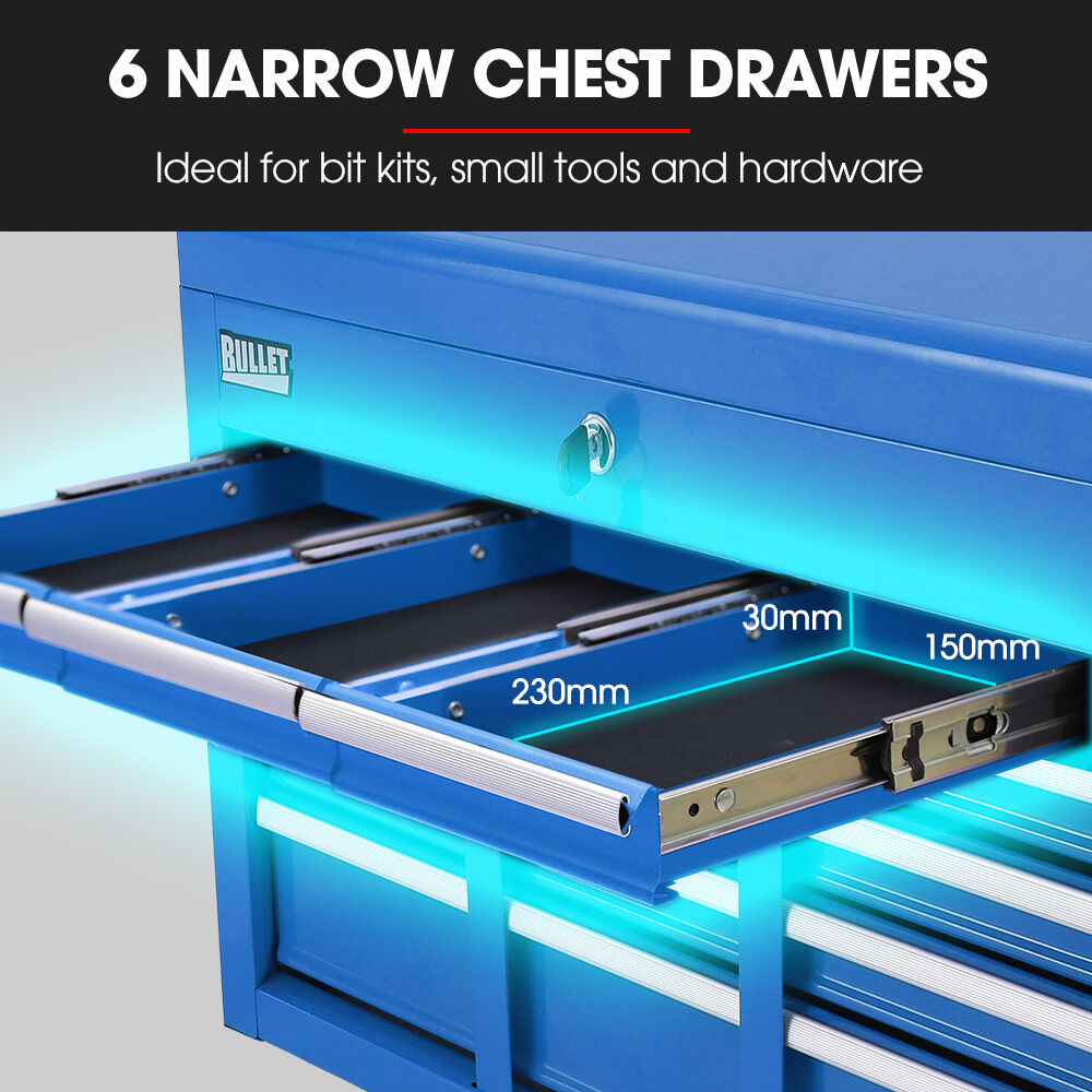 16 drawer tool box cabinet and chest in blue