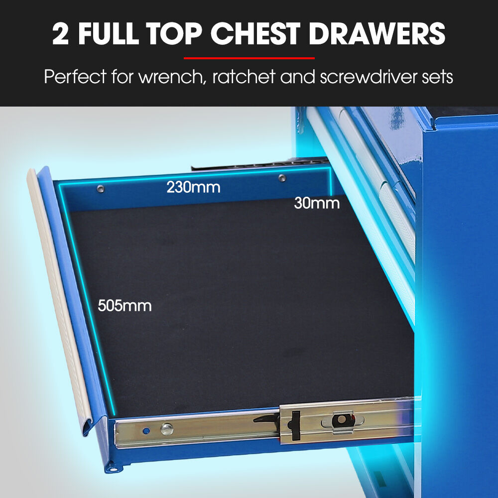 16 drawer tool box cabinet and chest in blue