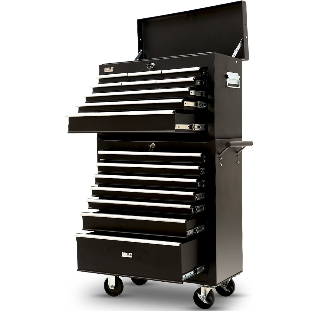 16 drawer tool box cabinet and chest in black