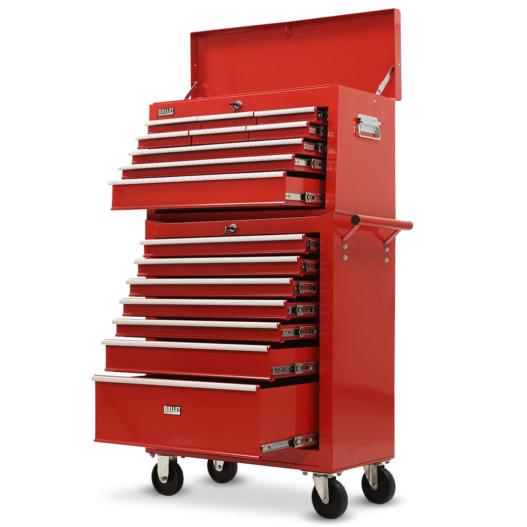 16 drawer tool box cabinet and chest in red