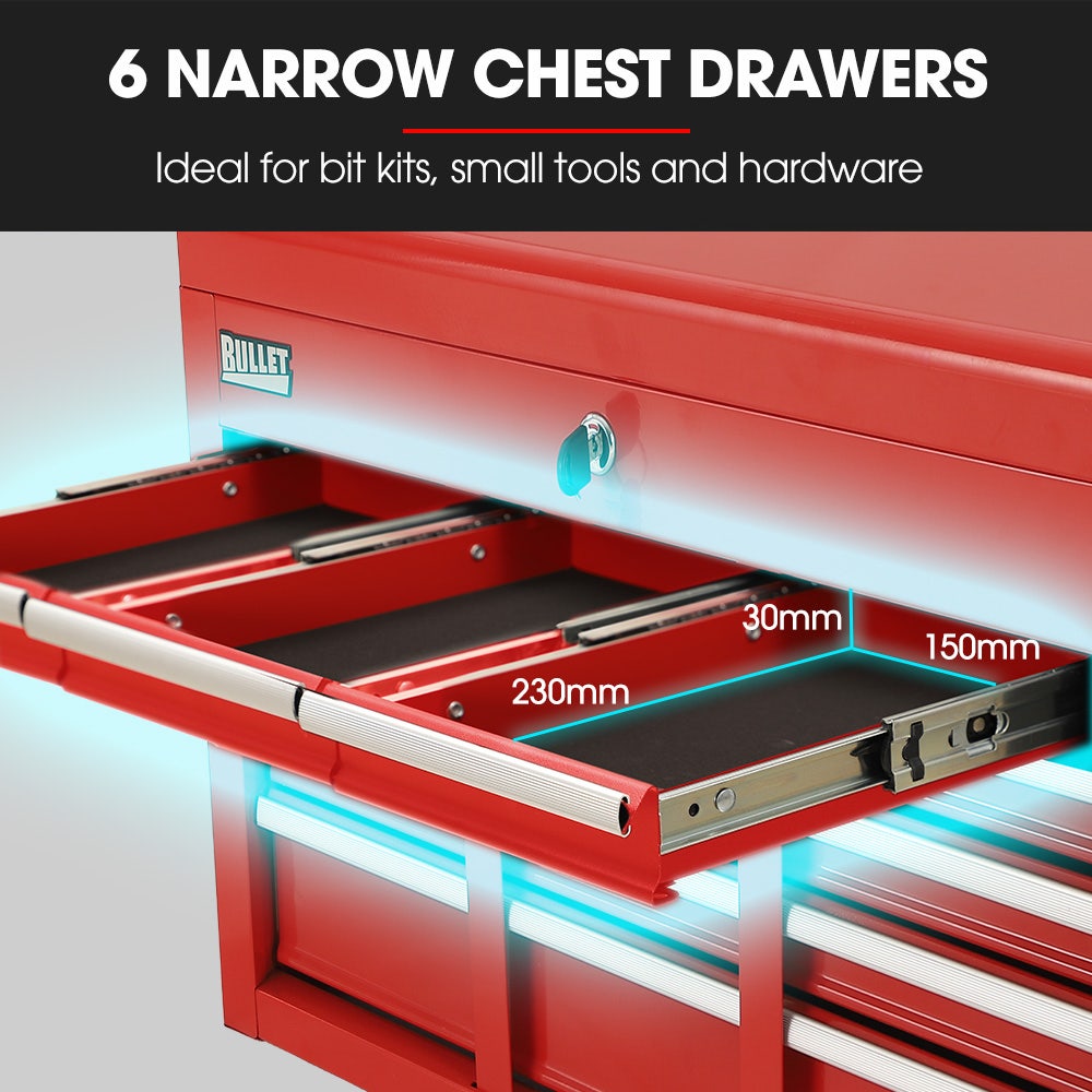 16 drawer tool box cabinet and chest in red