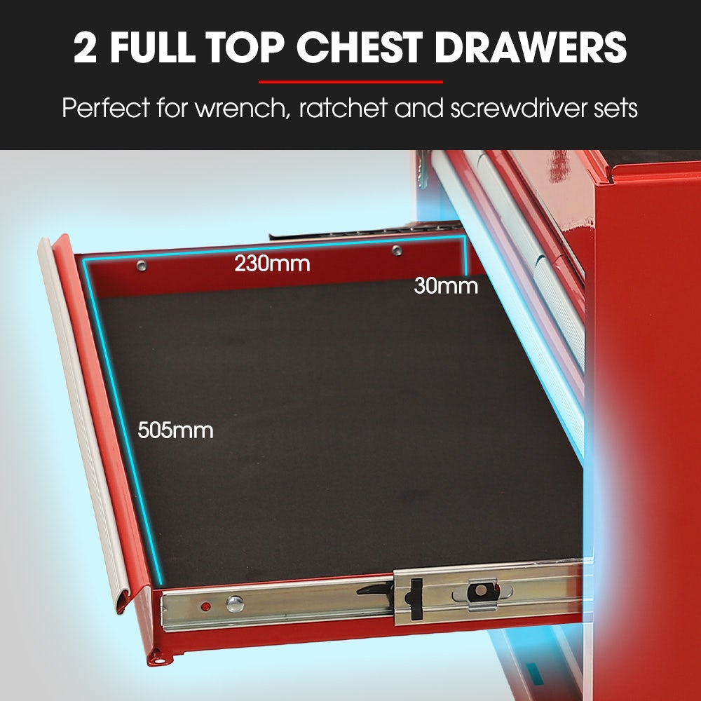 16 drawer tool box cabinet and chest in red