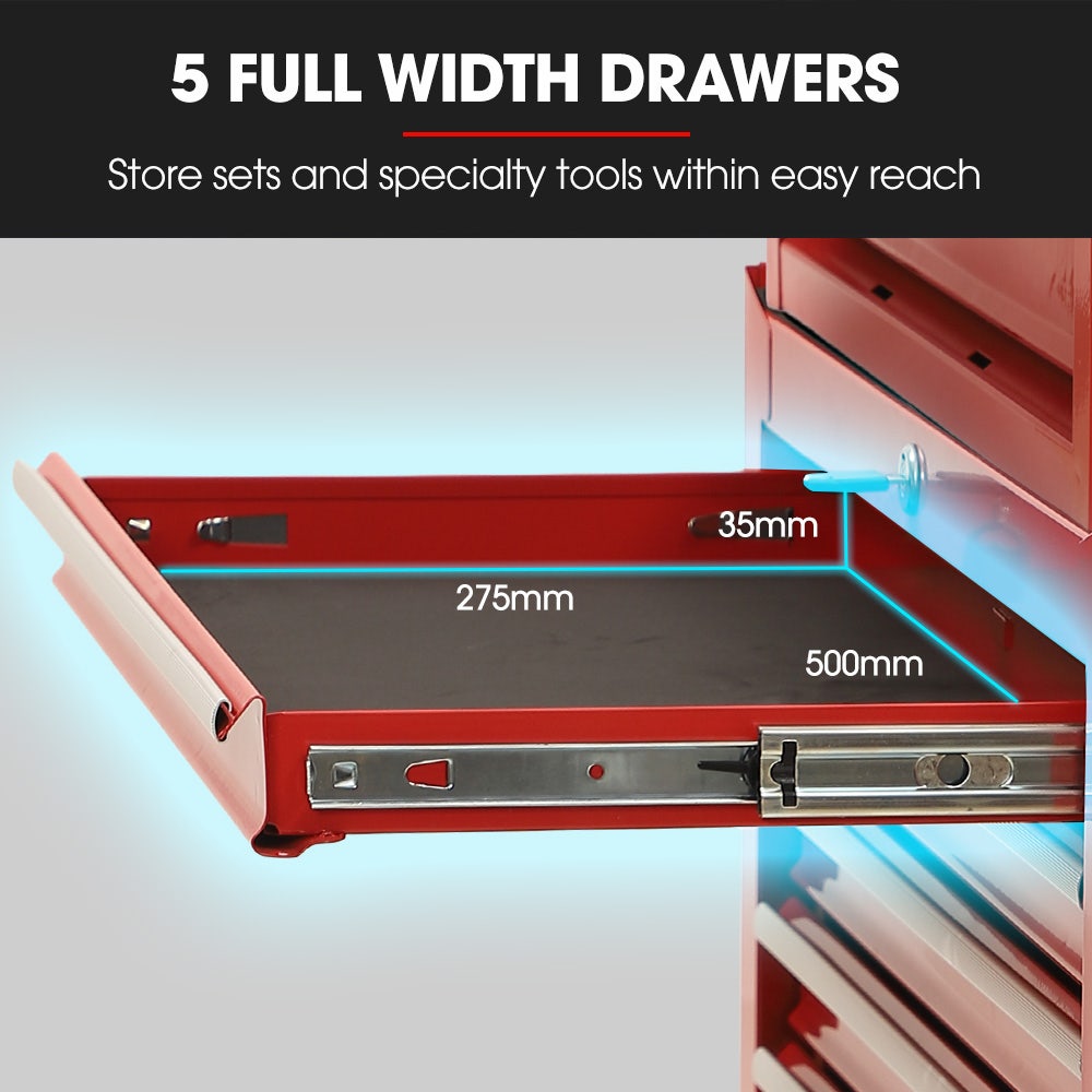 16 drawer tool box cabinet and chest in red