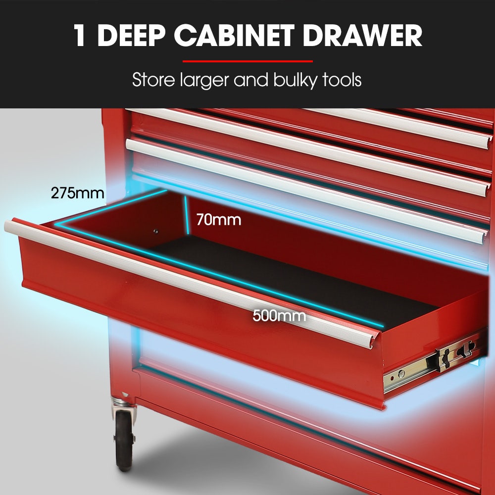 16 drawer tool box cabinet and chest in red