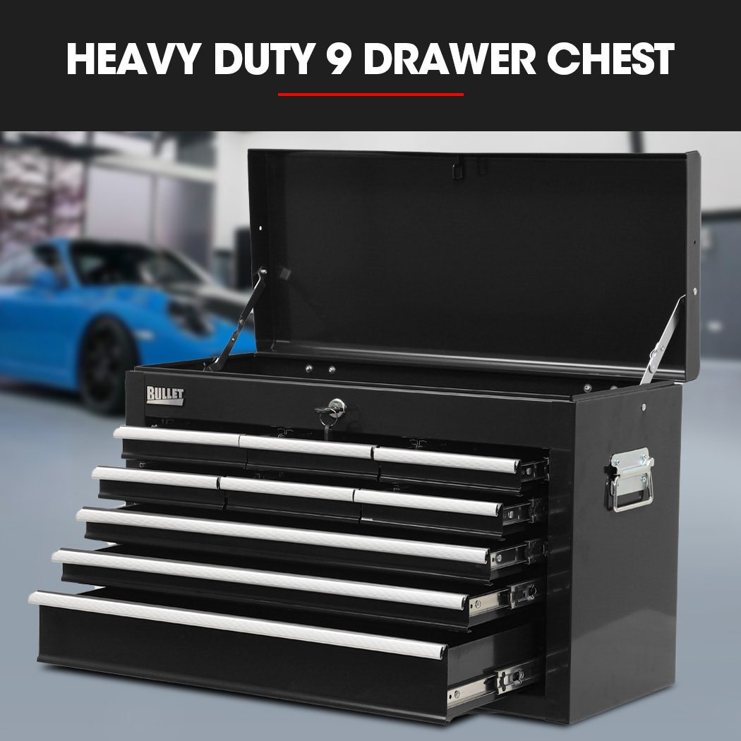 9 Drawer Tool Box Chest Black