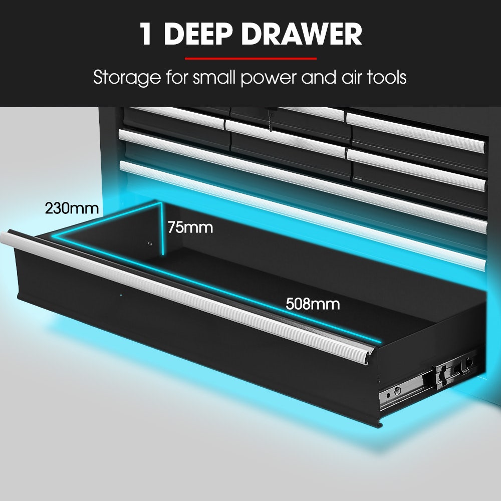 9 Drawer Tool Box Chest Black