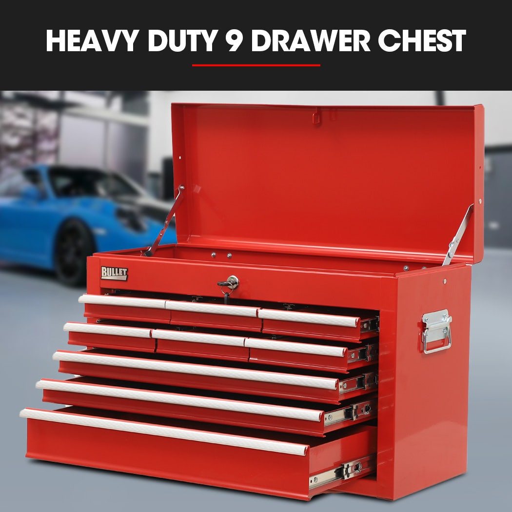 9 Drawer Tool Box Chest Red