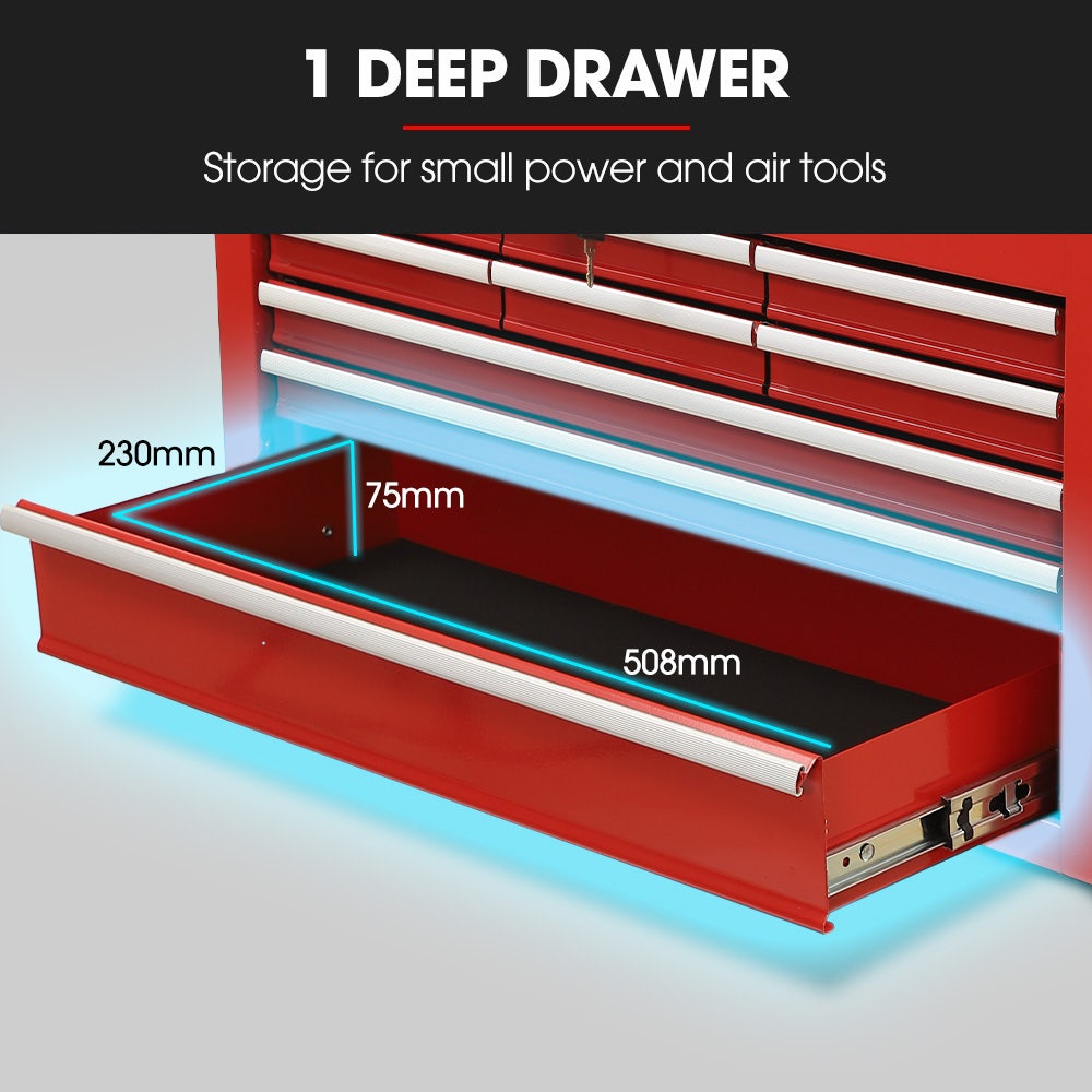 9 Drawer Tool Box Chest Red