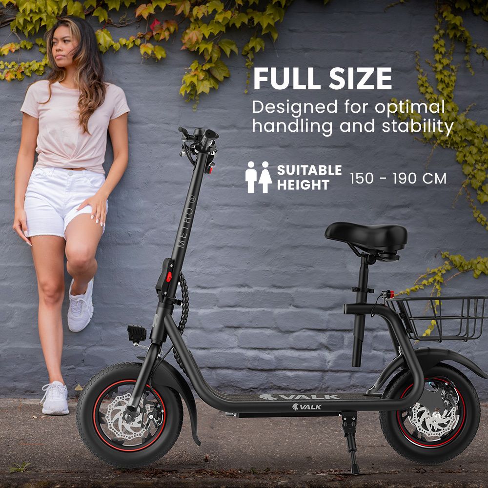 Delft Electric Scooter with Seat, 300W, 25km Range, Black