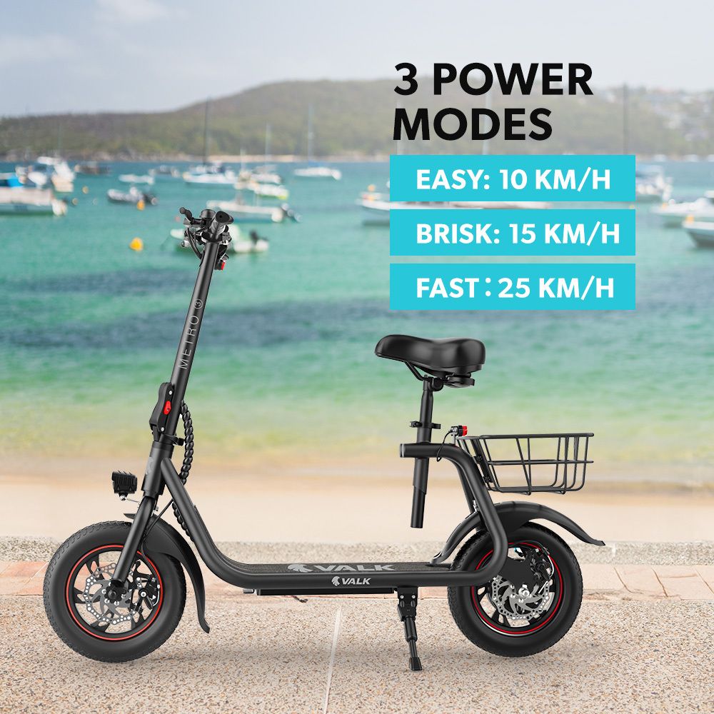 Delft Electric Scooter with Seat, 300W, 25km Range, Black