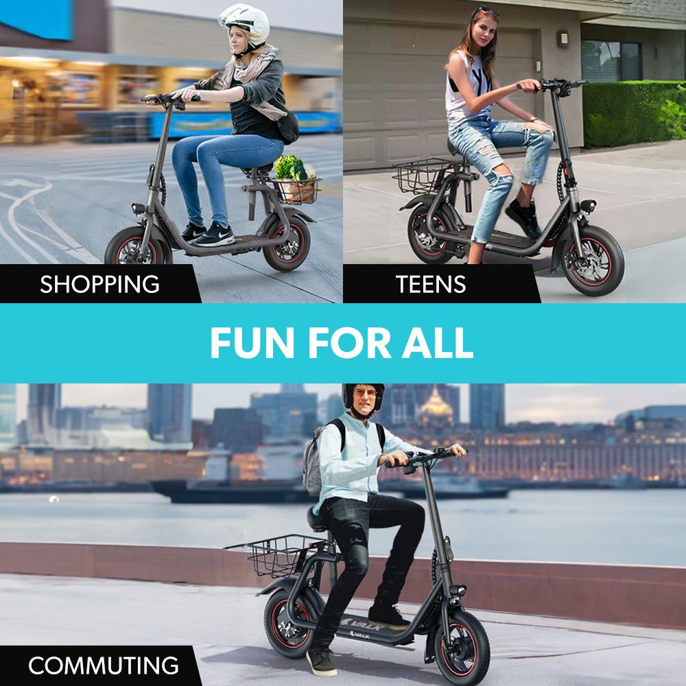 Delft Electric Scooter with Seat, 300W, 25km Range, Black
