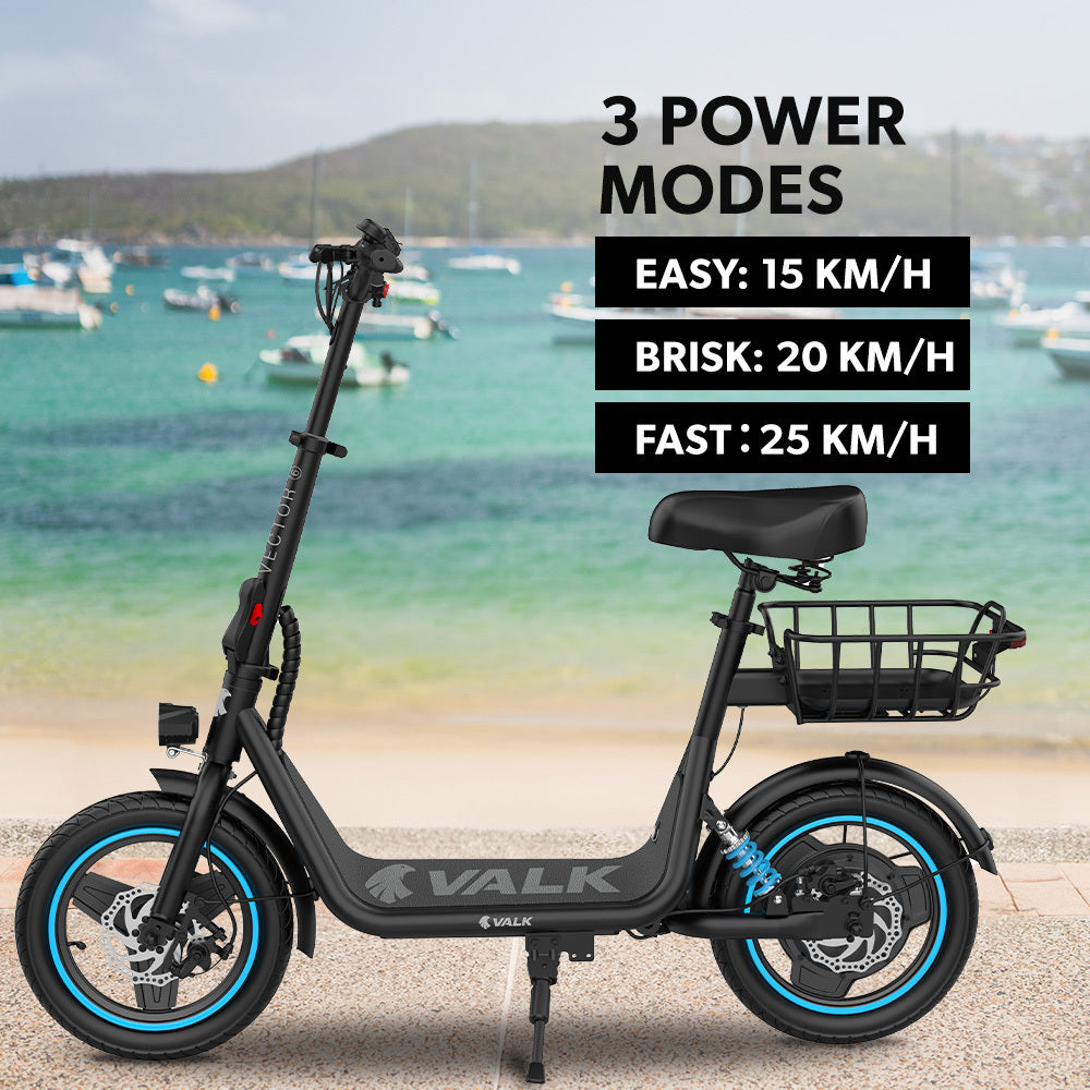 Leiden Electric Scooter with Seat, 650W, 30km Range, Black