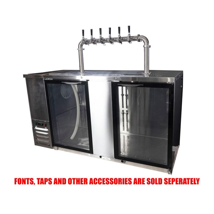 400 L two door commercial under counter keg fridge in stainless steel
