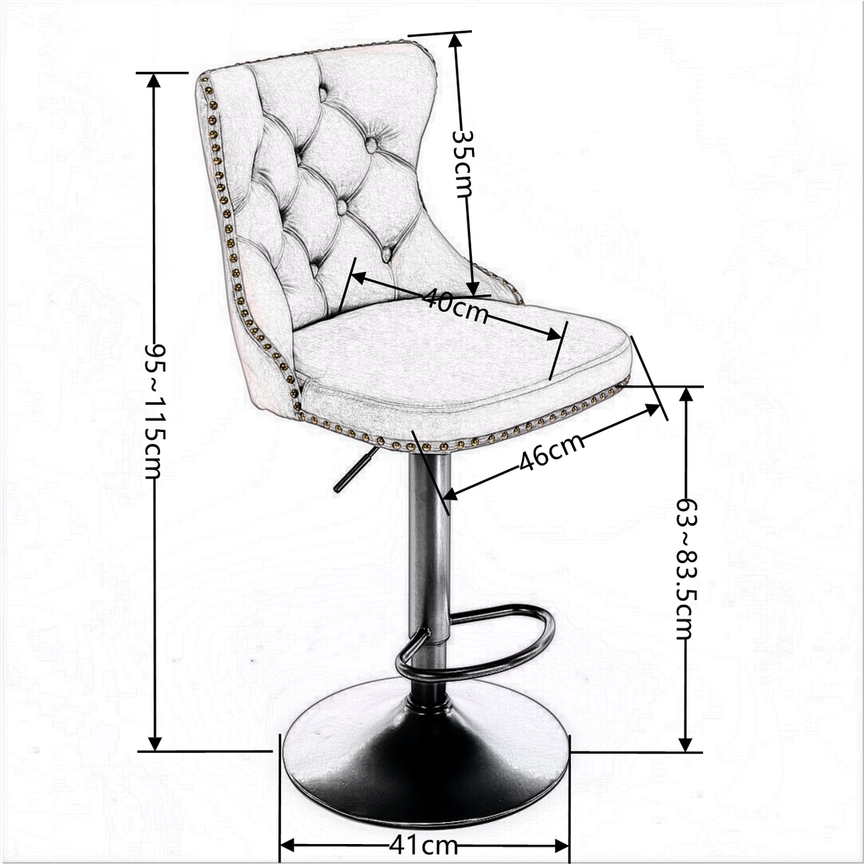 Adjustable velvet bar stools with nailhead trim styled in dining setting — Allure Home Collections