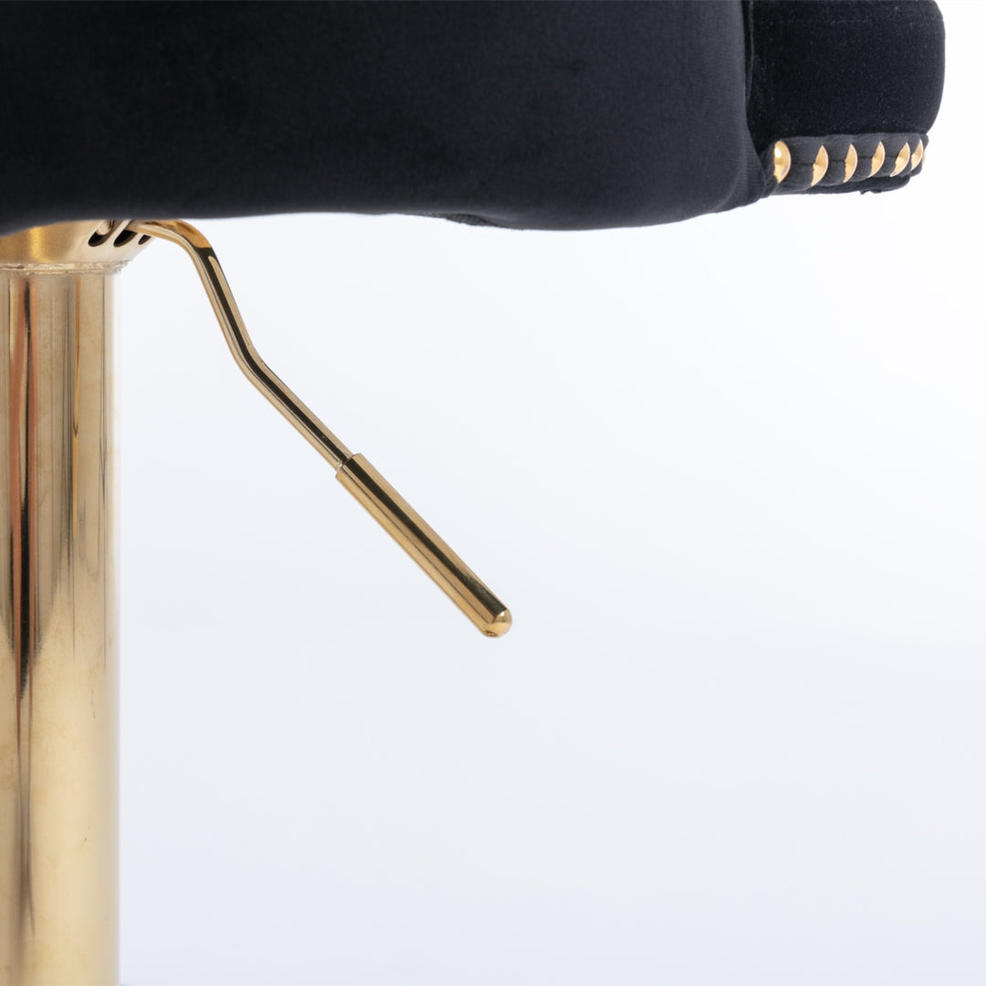Velvet studded bar stool seat close-up — Allure Home Collections