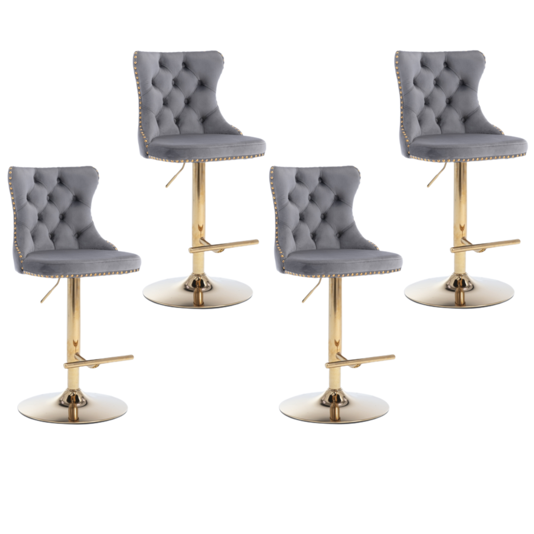 Height adjustable velvet swivel bar stool single with gold chrome base — Allure Home Collections