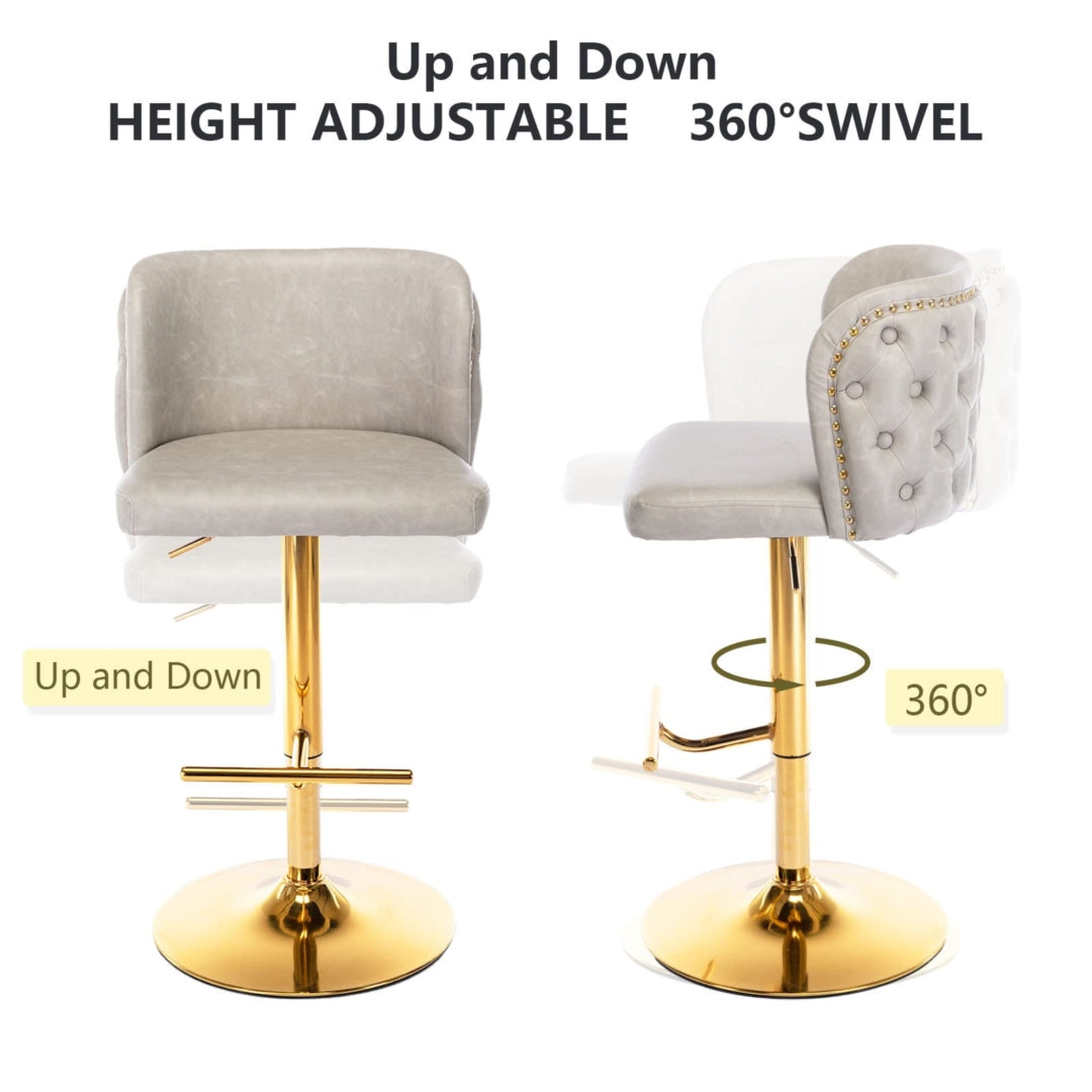 Faux leather bar stool gold footrest ring and base detail — Allure Home Collections