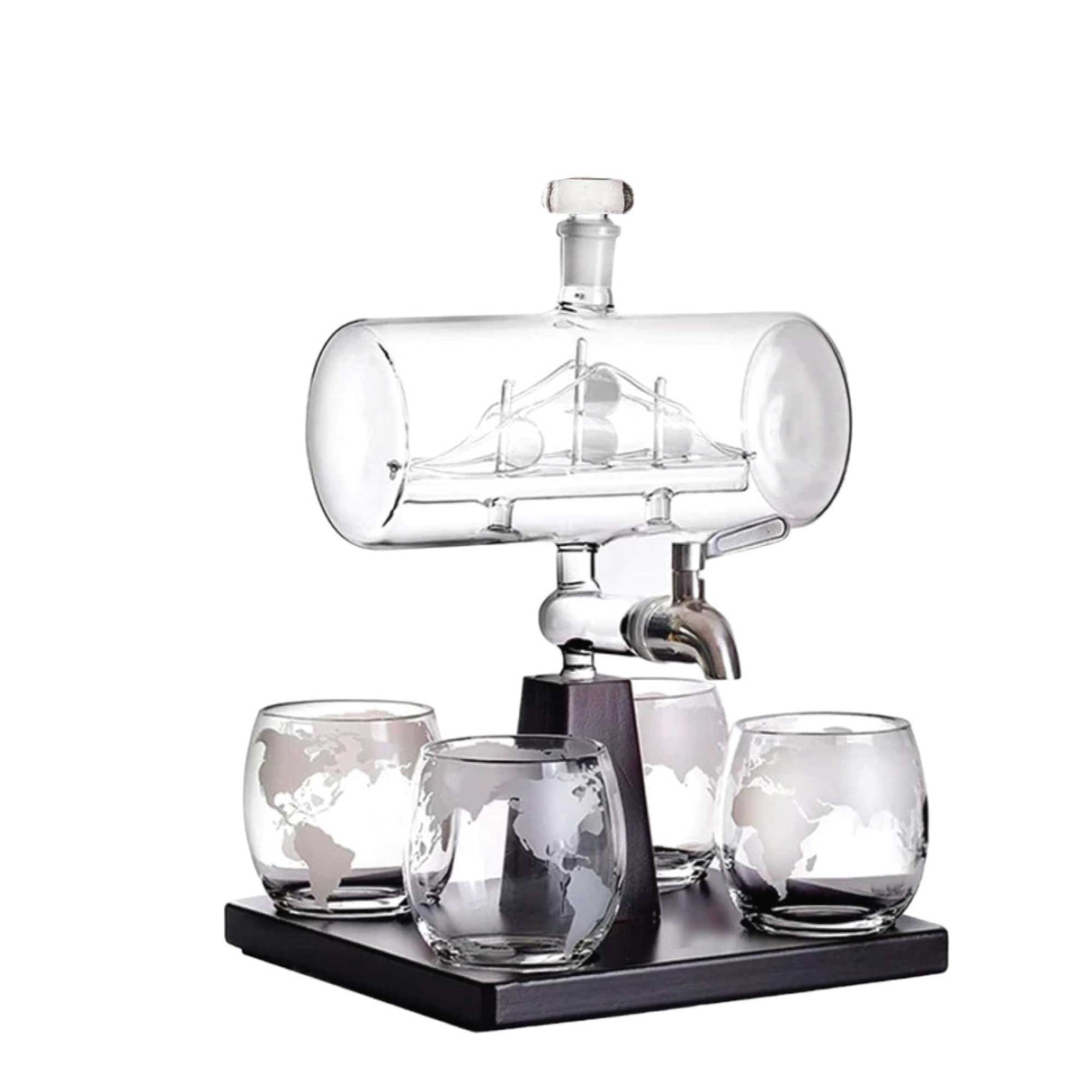 Bruenig Whisky Globe Decanter Set, 1L, 4 Glasses